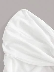 SHEIN ICON Plus Ruched Bustier Draped Front Tube Top - White - View 3