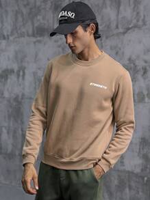 Manfinity Sport Corelite Men Letter Graphic Sports Sweatshirt Men Sweatshirt - Khaki - View 6