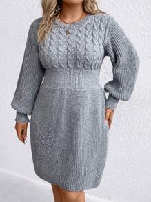 SHEIN Clasi 大碼毛衣裙 - 灰色 - 查看 3