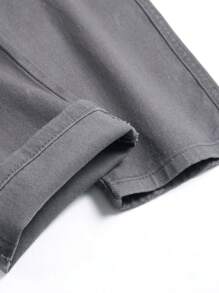 Men Flap Pocket Cargo Jeans - Dark Grey - View 7