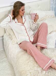 Set homewear ribete en contraste