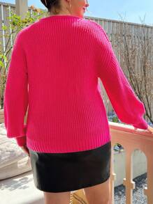 SHEIN CURVE+ Talla grande Jersey con diseño de cadena de cuello con abertura de ojo de hombros caídos