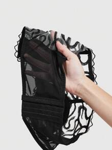 ROMWE Goth Snake Decor Mesh Bustier Tube Top