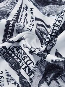 SHEIN ICON 美元圖案露背交叉吊帶連體短褲 - 白色 - 查看 3