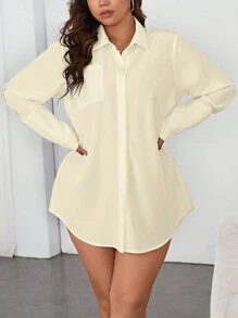 SHEIN Privé Talla grande Vestido camisero de mujeres unicolor