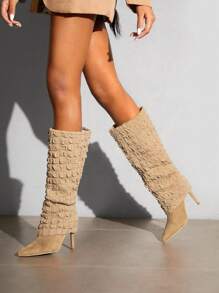 SheIn SXY Fashionable High Heel Boots - Apricot - View 1