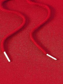 SHEIN EZwear 加大码口袋抽绳保暖卫衣，适合秋冬季节穿着，女士秋季服装 - 紅色 - 查看 5