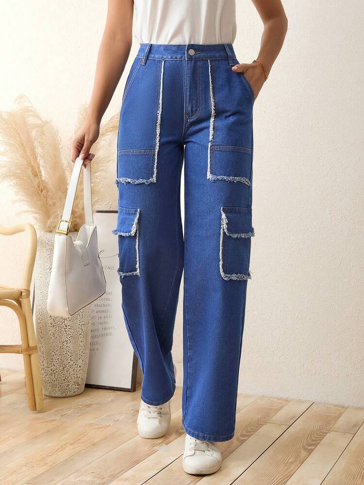 Flap Pocket Side Cargo Jeans