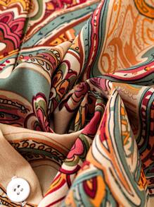 SHEIN Clasi Plus Paisley Print Button Front Shirt - Multicolor - View 4