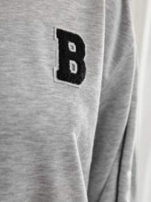 Mulvari Plus Size Letter Print Drop Shoulder Sweatshirt