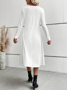 EMERY ROSE Floral Print Button Detail Dress - Black and White - View 2