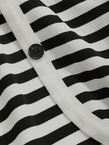 DAZY Sọc Thả vai Bộ giản dị - màu đen - Xem 8