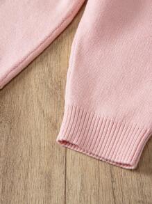 SHEIN Vintaside Kids Baby Girl Allover Floral Pattern Raglan Sleeve Sweater & Knit Pants