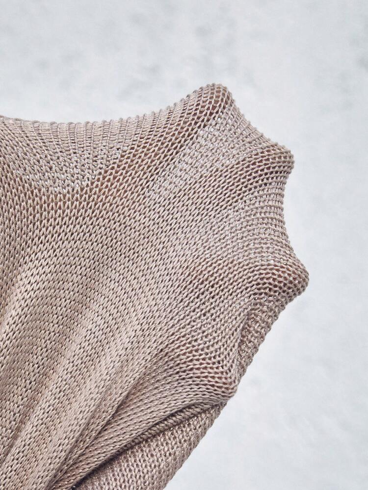 Summer Beach Cut Out Front Trumpet Sleeve Tie Backless Cover Up Dress Without Lingerie Set