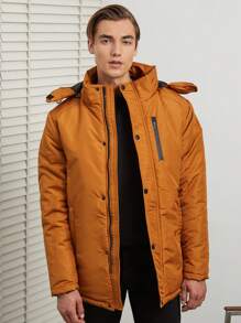 RueChic Homme Doudoune Zippé À Bouton À Capuche