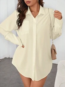 SHEIN Privé Talla grande Vestido camisero de mujeres unicolor