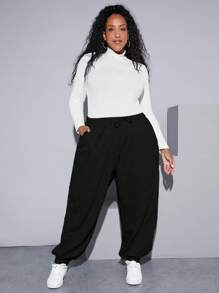 SHEIN CURVE+ Plus Drawstring Waist Sweatpants
