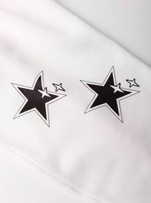 Manfinity Hypemode Loose Fit Men's Two Tone Drop Shoulder Varsity Jacket With Star And Letter Graphic, Without Hood - Red - View 6