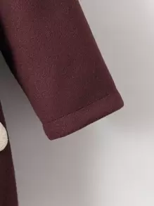 SHEIN Young Boy 1pc Dual Pocket Hooded Overcoat - Mocha Brown - View 3