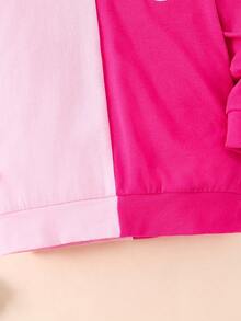 SHEIN Chàng trai trẻ Gấu Thêu Thiết kế tai 3D Áo Hoodie & Quần thể thao - Màu Hồng Tươi - Xem 6
