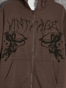 Manfinity RebelGame 寬鬆款男士圖案印花拉鍊連帽衛衣 (不含內搭t恤) - 彩色 - 查看 4