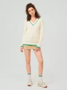 Forever 21 Women's Long Sleeve V-neck Pullover Sweater