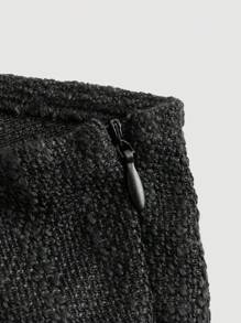 SHEIN MOD Hoa Nơ mặt trước Xù Hoa Sen Váy Dây - màu đen - Xem 3