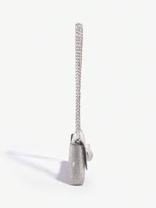 SHEIN BAE 迷你蝴蝶造型水鑽鑲嵌鏈扣女式晚餐包 - 銀色 - 查看 5