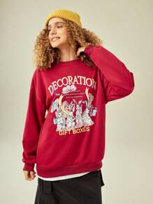 In My Nature Capucha con estampado de letra y dibujos animados de hombros caídos exterior