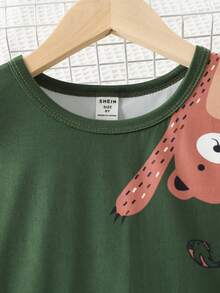 青少年男孩卡通圖形上衣和褲子貼身睡衣套裝 - 彩色 - 查看 3