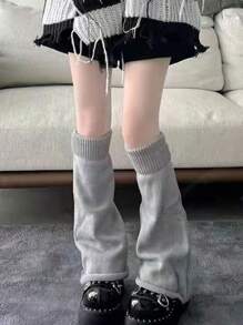 ROMWE Goth 女性素色腿部保暖套 - 灰色 - 查看 1