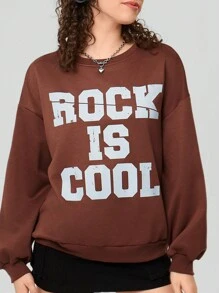 Forever 21 Sudadera Con Hombros Caídos Y Estampado De Banda De Rock Para Mujer - Camel - Ver 6
