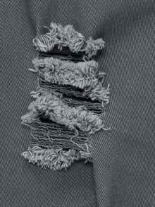 SHEIN Chica adolescente Jeans de pierna amplia desgarro - Gris - Ver 3