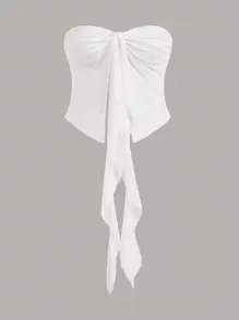 SHEIN ICON Plus Ruched Bustier Draped Front Tube Top - White - View 1