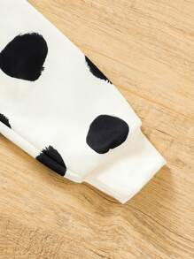 女嬰波點圖案3D耳朵設計連帽衫和運動褲 - 白色 - 查看 8