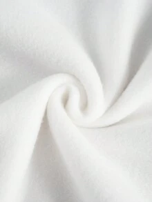 SHEIN EZwear 大碼標語圖案加絨內裏運動衫 - 白色 - 查看 3