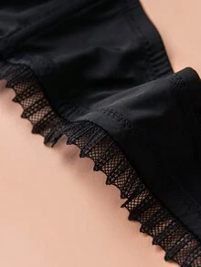 Lace Trim Push Up Bra Lingerie - Black - View 7