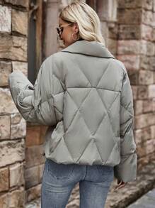 SHEIN LUNE Abrigo con botón delantero de hombros caídos