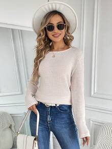 SHEIN LUNE Camiseta con encaje tejido waffle - Verde - Ver 3