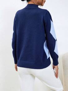 GENKIRA Women's Colorblock Knit Pullover Fall Winter Sweater - Multicolor - View 2