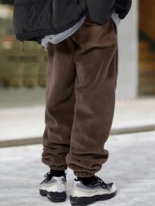 Manfinity Hypemode Lỏng lẻo Nam Eo dây rút Dài Quần - màu nâu - Xem 2