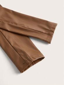 SHEINNeu 前鏤空PU皮革短款上衣 - 棕色 - 查看 3