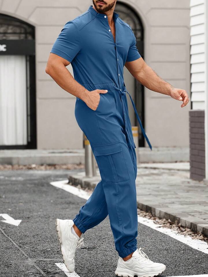 Manfinity Homme Loose-Fit Men's Jumpsuit With Flap Pockets