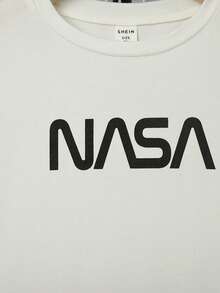 SHEIN Tween Boy 1pc Letter Patched Detail Zipper Up Hooded Jacket & 1pc Tee & 1pc Pants - Black - View 6