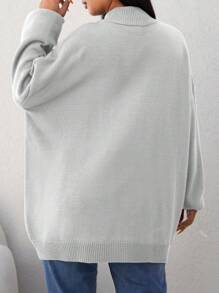 EURMUSE Plus Solid Batwing Sleeve Sweater - White - View 3