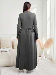 Seusyu Plus Solid Longline A-line Dress