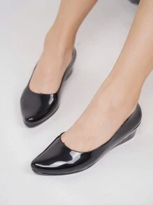 新款女士休闲鞋，时尚尖头低跟工作鞋，低帮舒适便鞋，带封闭式鞋头设计 - 黑色 - 查看 3