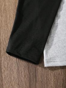 SHEIN Tween Girl Heart & Slogan Graphic Raglan Sleeve Tee - Multicolor - View 5