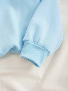 SHEIN EZwear Slogan Graphic Drop Shoulder Sweatshirt - Blue - View 5