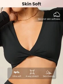 Lifespree Twist Front Crop Tee & Flare Leg Pants Sports Set